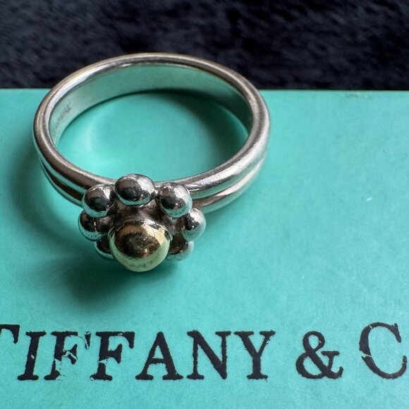 Tiffany & Co 18k Gold 925 Paloma Picasso Jolie Flower Ring Size 6.5 - Picture 7 of 10